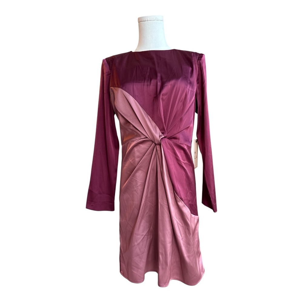 SBC5 Pink & purple ombre dress with long sleeves and tie front size small